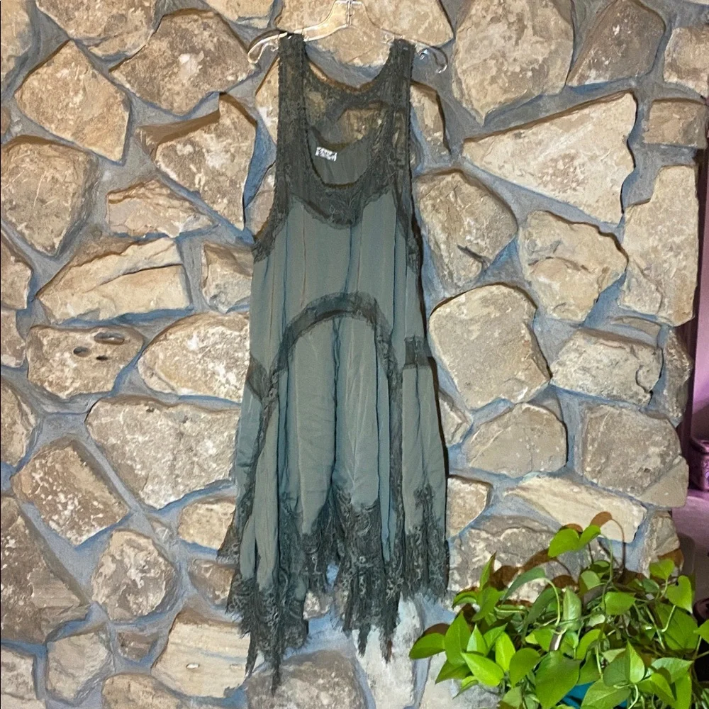 Forest green lace slip dress tunic…reserved… - Picture 2 of 10